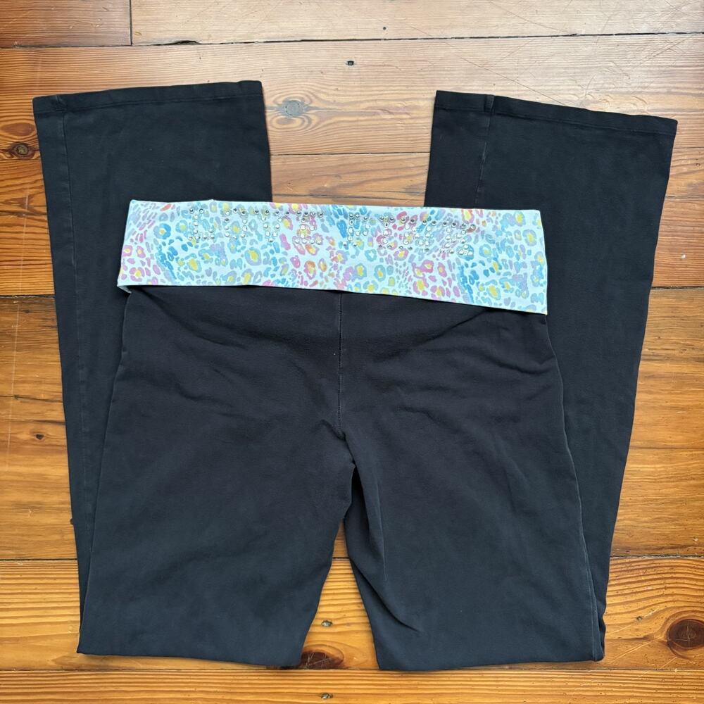 Vintage Victoria's Secret Fold Over Yoga Pants Women's Size L Cheetah Sequin